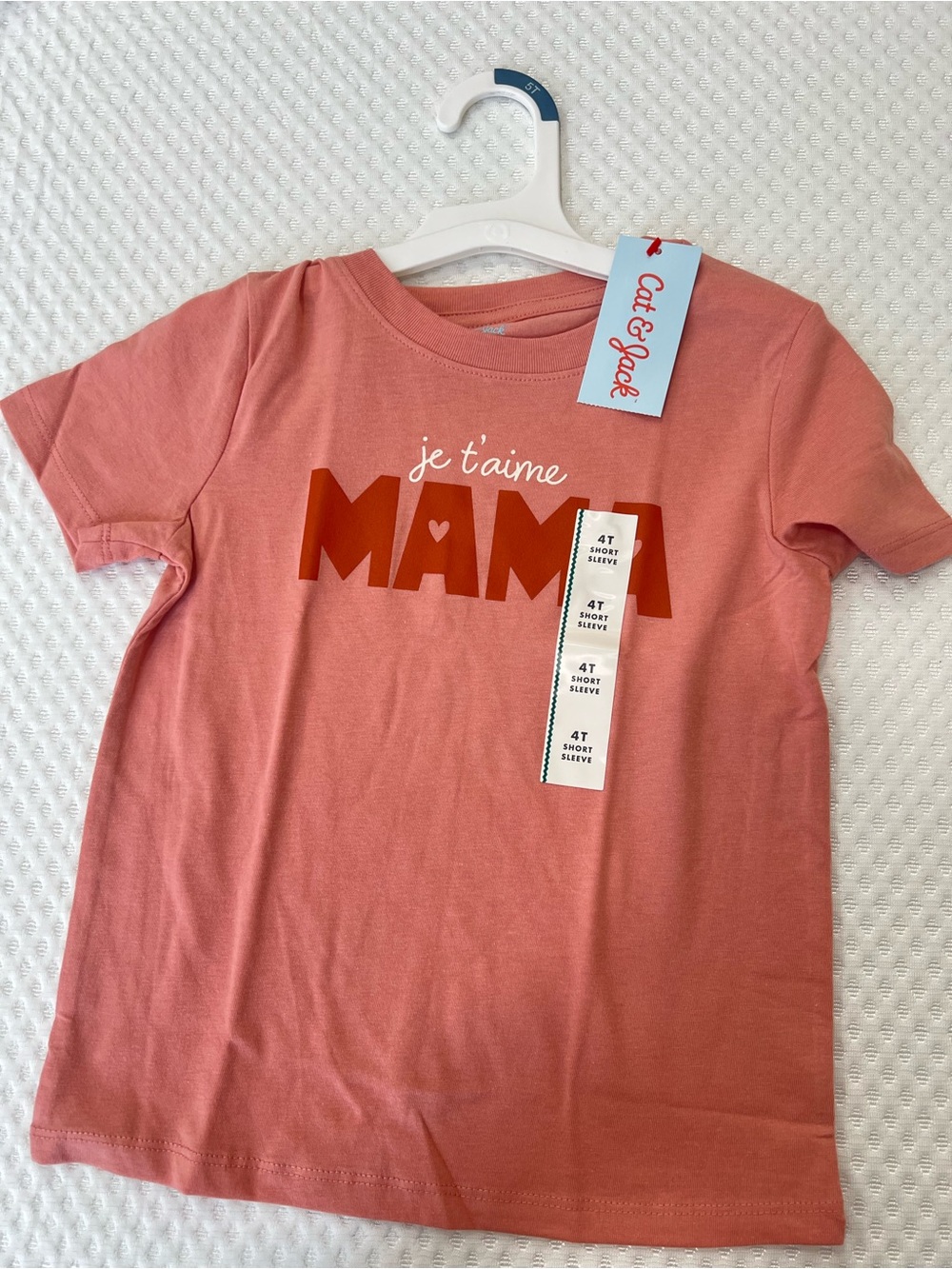 Cat & Jack Coral Pink "je t'aime MAMA" Graphic Tee